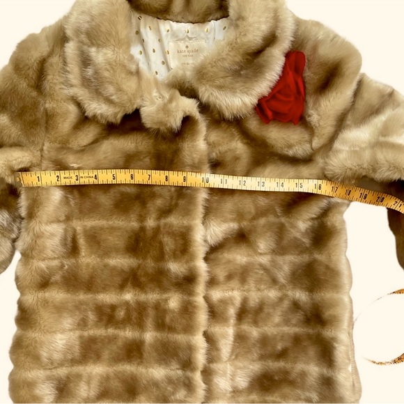 Kate Spade tan faux fur coat, size girls 14 - Picture 2 of 5